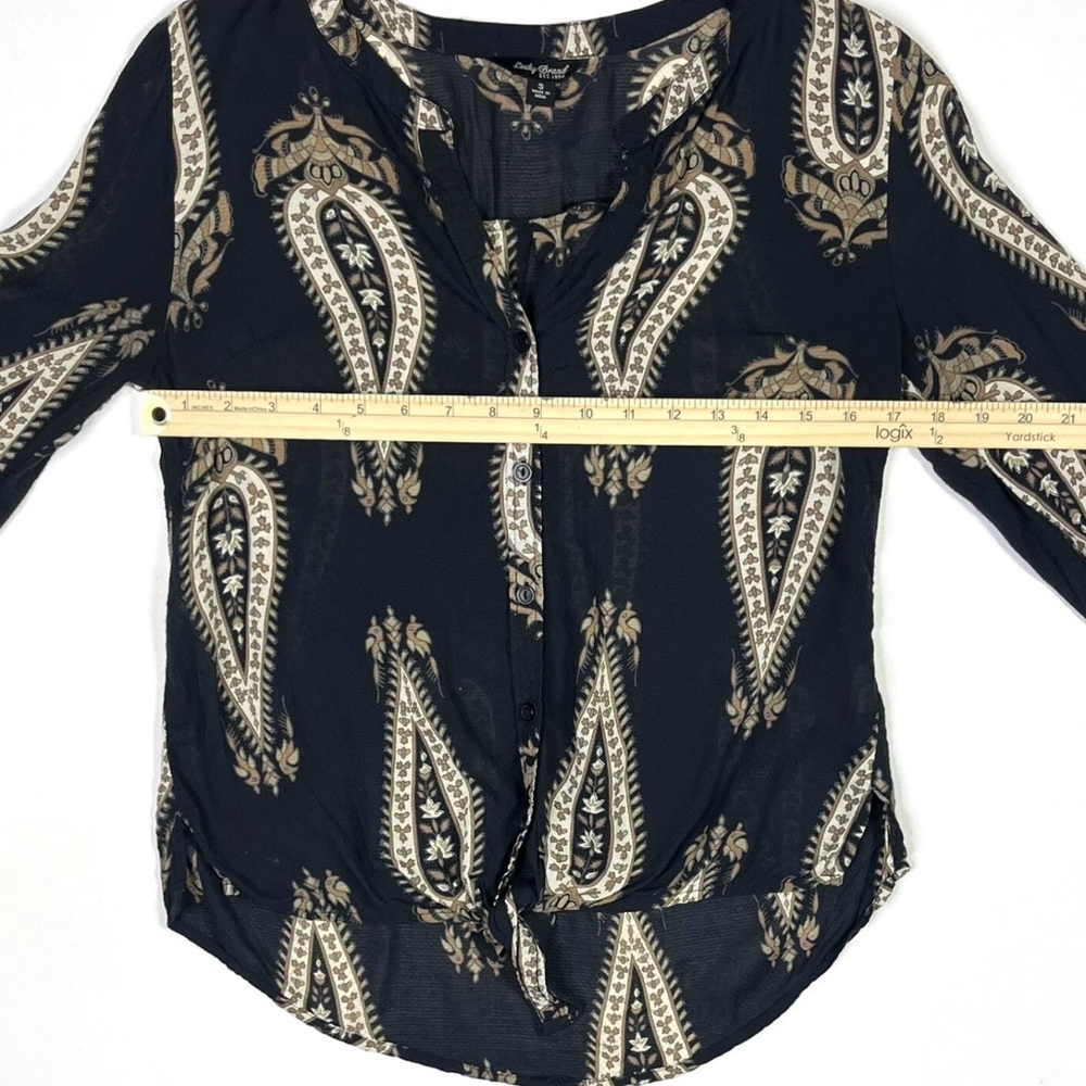 Lucky Brand Tunic Top Women’s Small Tie Bottom Long Sleeve Button Up - Picture 6 of 7